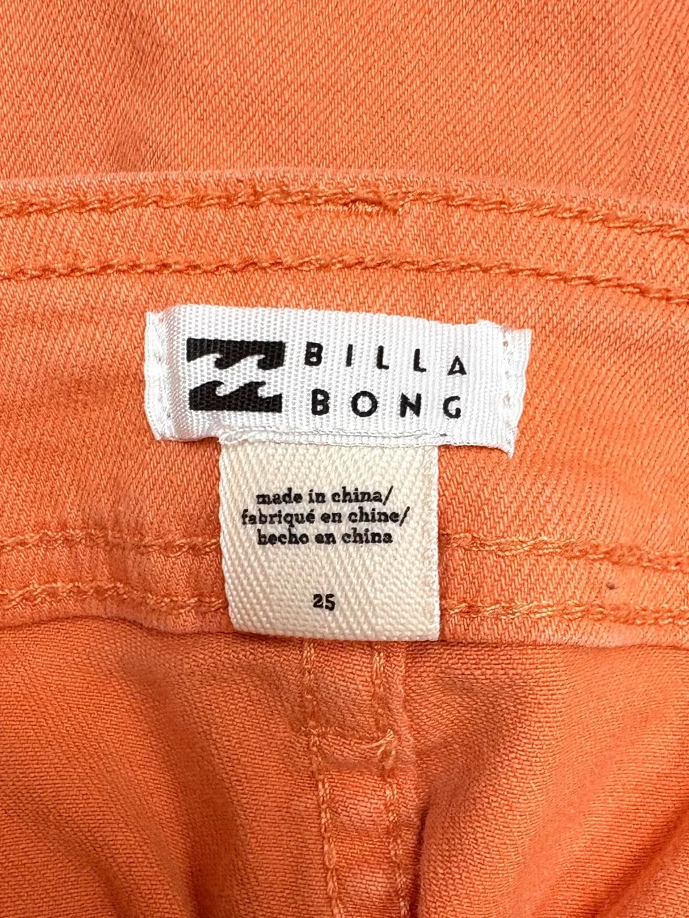 Billabong Coral Orange Cropped Wide Leg Jeans Size 25 | High Rise Raw Hem Pants - Picture 6 of 8